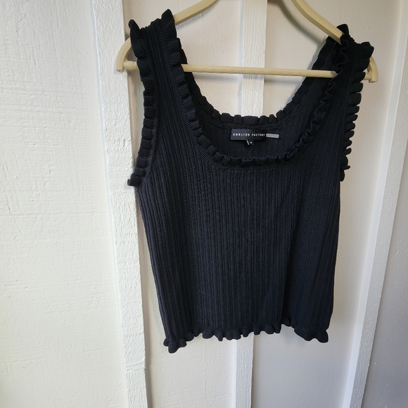 English Factory Ruffle Edge Rib Tank In Black Size Medium - Picture 2 of 12
